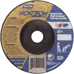 Norton - 24 Grit, 4" Wheel Diam, 1/8" Wheel Thickness, 3/8" Arbor Hole, Type 27 Depressed Center Wheel - Ceramic, 15,280 Max RPM - Americas Industrial Supply