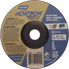 Norton - 46 Grit, 6" Wheel Diam, 7/8" Arbor Hole, Type 27 Depressed Center Wheel - Americas Industrial Supply