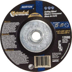 Norton - 36 Grit, 4-1/2" Wheel Diam, 3/32" Wheel Thickness, Type 27 Depressed Center Wheel - Aluminum Oxide - Americas Industrial Supply