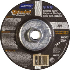 Norton - 24 Grit, 4-1/2" Wheel Diam, 1/4" Wheel Thickness, Type 27 Depressed Center Wheel - Aluminum Oxide, 13,580 Max RPM - Americas Industrial Supply