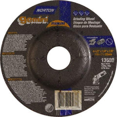 Norton - 24 Grit, 4-1/2" Wheel Diam, 1/4" Wheel Thickness, 7/8" Arbor Hole, Type 27 Depressed Center Wheel - Aluminum Oxide - Americas Industrial Supply