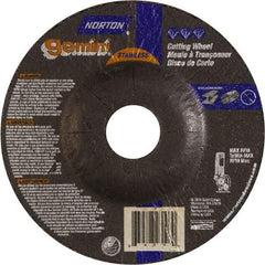 Norton - 36 Grit, 5" Wheel Diam, 3/32" Wheel Thickness, 7/8" Arbor Hole, Type 27 Depressed Center Wheel - Aluminum Oxide - Americas Industrial Supply