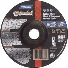 Norton - 36 Grit, 6" Wheel Diam, 1/8" Wheel Thickness, 7/8" Arbor Hole, Type 27 Depressed Center Wheel - Aluminum Oxide - Americas Industrial Supply