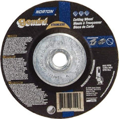 Norton - 36 Grit, 5" Wheel Diam, 3/32" Wheel Thickness, Type 27 Depressed Center Wheel - Aluminum Oxide - Americas Industrial Supply