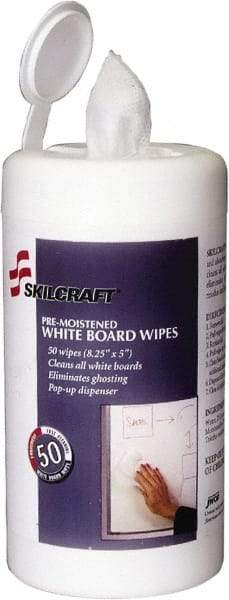 Ability One - Pre-Moistened White Board Wipes - Center Pull, 4-1/4" x 6-1/4" Sheet Size, White - Americas Industrial Supply