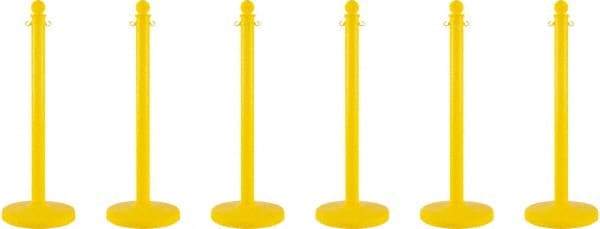 PRO-SAFE - 40" High, 2-1/2" Pole Diam, Warning Post - 14" Base Diam, Round Plastic Base, Yellow Plastic Post, For Outdoor Use - Americas Industrial Supply