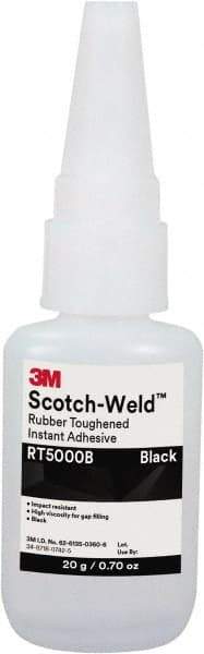 3M - 0.71 oz Bottle Black Instant Adhesive - Series Part Number RT5000B, 30 to 60 sec Working Time, 24 hr Full Cure Time - Americas Industrial Supply