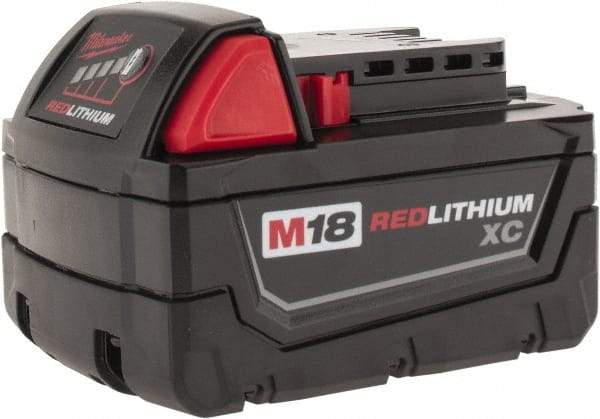 Milwaukee Tool - 18 Volt Lithium-Ion Power Tool Battery - 4 Ahr Capacity, 1-1/2 hr Charge Time, Series M18 XC RED - Americas Industrial Supply