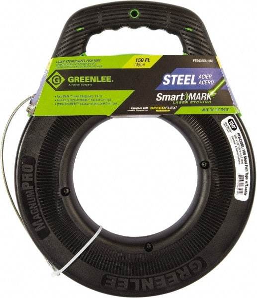 Greenlee - 150 Ft. Long x 1/8 Inch Wide, Steel Fish Tape - Includes Case - Americas Industrial Supply