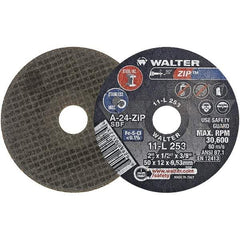 WALTER Surface Technologies - 2" 24 Grit Aluminum Oxide Cutoff Wheel - 1/2" Thick, 3/8" Arbor, 31,000 Max RPM, Use with Die Grinders - Americas Industrial Supply