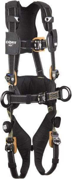 DBI/SALA - 420 Lb Capacity, Size S, Full Body Construction Safety Harness - Nomex/Kevlar Webbing, Side D-Ring, Quick Connect Leg Strap, Quick Connect Chest Strap, Black - Americas Industrial Supply