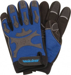 PRO-SAFE - Size XL (10) Synthetic Synthetic Leather General Protection Work Gloves - For Mechanic's & Lifting, Uncoated, Hook & Loop Cuff, Full Fingered, Black/Blue, Paired - Americas Industrial Supply