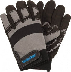 PRO-SAFE - Size XL (10) Synthetic Synthetic Leather General Protection Work Gloves - For Mechanic's & Lifting, Uncoated, Hook & Loop Cuff, Full Fingered, Black/Gray, Paired - Americas Industrial Supply