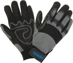 PRO-SAFE - Size S (7) Synthetic Synthetic Leather General Protection Work Gloves - For Mechanic's & Lifting, Uncoated, Hook & Loop Cuff, Full Fingered, Black/Gray, Paired - Americas Industrial Supply