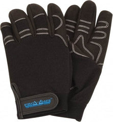 PRO-SAFE - Size XL (10) Synthetic Synthetic Leather General Protection Work Gloves - For Mechanic's & Lifting, Uncoated, Hook & Loop Cuff, Full Fingered, Black, Paired - Americas Industrial Supply