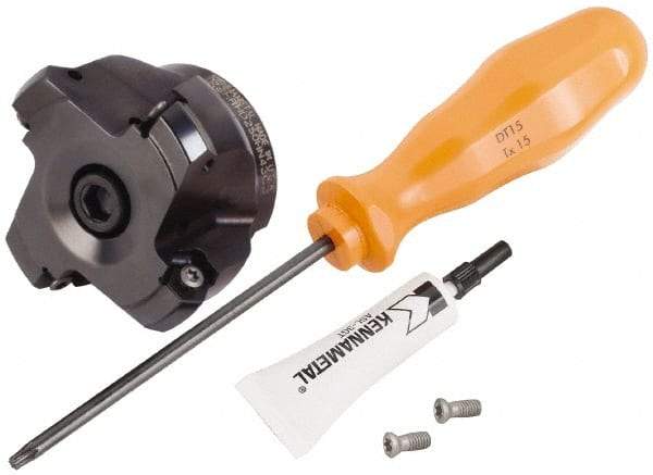 Kennametal - 2" Cut Diam, 3/4" Arbor Hole, 4.42mm Max Depth of Cut, 30° Indexable Chamfer & Angle Face Mill - 5 Inserts, HNGJ 0604... Insert, Right Hand Cut, 5 Flutes, Through Coolant, Series Dodeka Mini HD - Americas Industrial Supply
