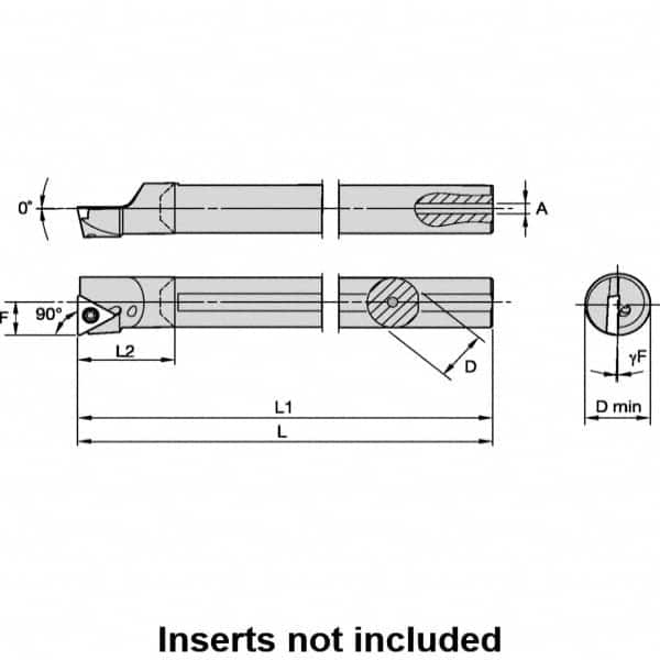 Kennametal - 11mm Min Bore Diam, 124.75mm OAL, 8mm Shank Diam, L-STFP Indexable Boring Bar - 19.12mm Max Bore Depth, TP.. 090204 Insert, Screw Holding Method - Americas Industrial Supply