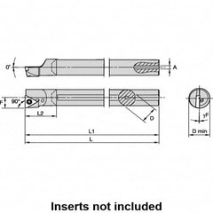 Kennametal - 16mm Min Bore Diam, 183.17mm OAL, 12mm Shank Diam, L-STFP Indexable Boring Bar - 24.35mm Max Bore Depth, TP.. 110204 Insert, Screw Holding Method - Americas Industrial Supply