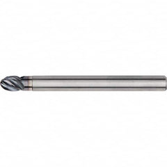 Kennametal - 12mm Diam, 12mm LOC, 4 Flute Solid Carbide Ball End Mill - AlTiN Finish, Single End, 125mm OAL, 12mm Shank Diam, Spiral Flute - Americas Industrial Supply