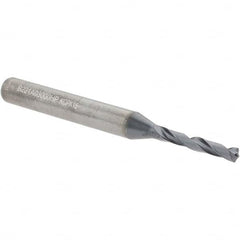 Kennametal - 3mm Spiral Flute Solid Carbide Screw Machine Drill Bit - Multilayer TiAlN Finish, Right Hand Cut, 20mm Flute Length, 62mm OAL, Standard Point, Straight Shank - Americas Industrial Supply