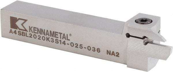 Kennametal - A4SB, External, Left Hand, 12mm Max Depth of Cut, 2mm Min Groove Width, Indexable Grooving Tool Holder - A4G0200M2SP02B Insert Compatibility, 20mm Shank Height, 20mm Shank Width, 125.3mm OAL - Americas Industrial Supply