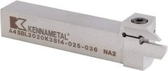 Kennametal - A4SB, External, Left Hand, 12mm Max Depth of Cut, 2mm Min Groove Width, Indexable Grooving Tool Holder - A4G0200M2SP02B Insert Compatibility, 20mm Shank Height, 20mm Shank Width, 125.3mm OAL - Americas Industrial Supply