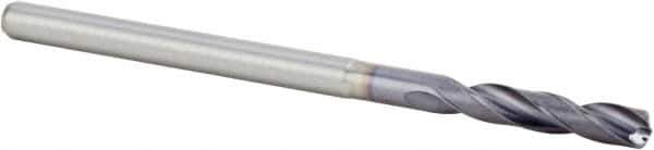 Kennametal - #33 140° Spiral Flute Solid Carbide Screw Machine Drill Bit - Multilayer TiAlN Finish, Right Hand Cut, 16mm Flute Length, 50mm OAL, Standard Point, Straight Shank, Through Coolant - Americas Industrial Supply