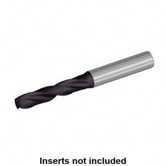 Kennametal - 18.5mm 140° Spiral Flute Solid Carbide Screw Machine Drill Bit - TiAlN Finish, Right Hand Cut, 79mm Flute Length, 131mm OAL, Straight Shank, Through Coolant - Americas Industrial Supply