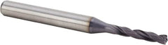 Kennametal - 3.2mm 140° Spiral Flute Solid Carbide Screw Machine Drill Bit - Multilayer TiAlN Finish, Right Hand Cut, 20mm Flute Length, 62mm OAL, Standard Point, Straight Shank, Through Coolant - Americas Industrial Supply