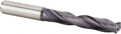 Kennametal - 12.8mm 140° Solid Carbide Jobber Drill - Multilayer TiAlN Finish, Right Hand Cut, Spiral Flute, Straight Shank, 124mm OAL, Standard Point - Americas Industrial Supply