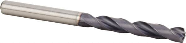 Kennametal - Letter A 140° Solid Carbide Jobber Drill - Multilayer TiAlN Finish, Right Hand Cut, Spiral Flute, Straight Shank, 82mm OAL, Standard Point - Americas Industrial Supply