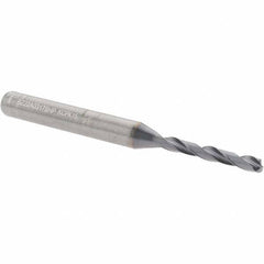 Kennametal - 1/8" 135° Solid Carbide Jobber Drill - Multilayer TiAlN Finish, Right Hand Cut, Spiral Flute, Straight Shank, 66mm OAL, Standard Point - Americas Industrial Supply