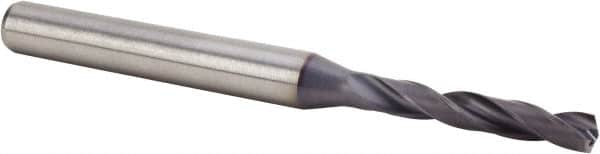 Kennametal - #25 140° Spiral Flute Solid Carbide Screw Machine Drill Bit - Multilayer TiAlN Finish, Right Hand Cut, 24mm Flute Length, 66mm OAL, Standard Point, Straight Shank, Through Coolant - Americas Industrial Supply