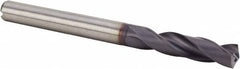 Kennametal - 0.234" 140° Spiral Flute Solid Carbide Screw Machine Drill Bit - Multilayer TiAlN Finish, Right Hand Cut, 28mm Flute Length, 66mm OAL, Standard Point, Straight Shank, Through Coolant - Americas Industrial Supply