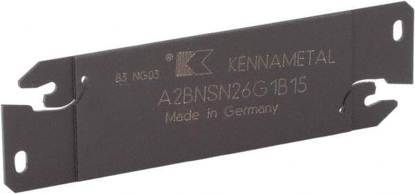 Kennametal - 1.2598" Blade Height, 0.0945" Blade Width, 5.9154" OAL, Neutral Cut, Double End Indexable Cut-Off Blade - 15mm Max Depth of Cut, A2BNSN Blade, A2 Cut-Off Series - Americas Industrial Supply
