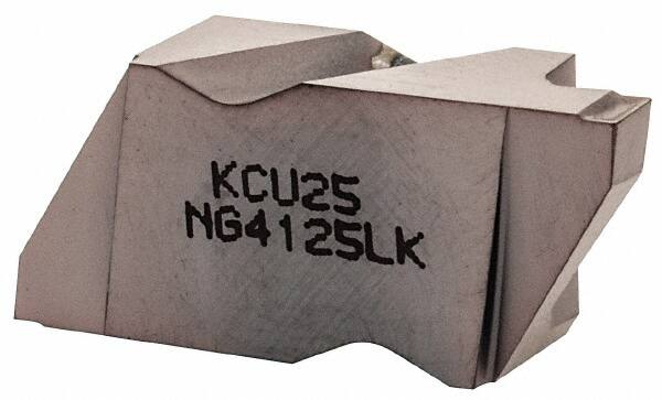 Kennametal - 4125NG K Grade KCU25, 3.18mm Cutting Width Carbide Grooving Insert - 3.81mm Max Depth of Cut, Left Hand, 0.19mm Corner Radius, AlTiN Finish - Americas Industrial Supply