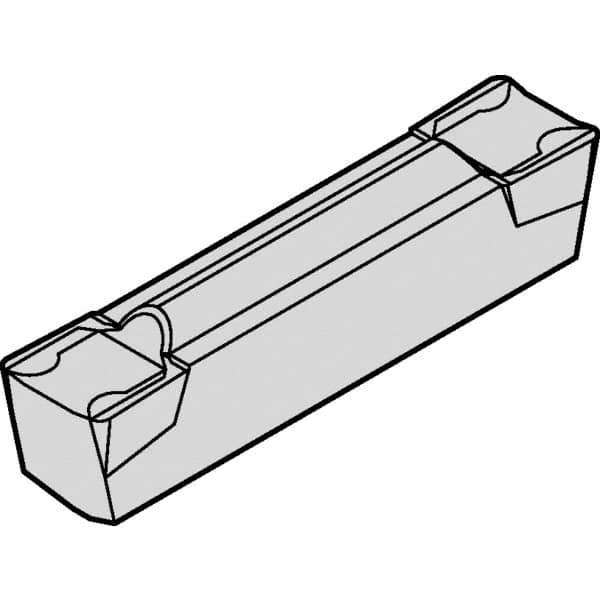 Kennametal - A4C0305 CF KCU25 Grade, 0.12" Cutting Width, Carbide Cutoff Insert - 10° Left Hand Lead Angle, 0.008" Cnr Rad, AlTiN Coated, Double End - Americas Industrial Supply