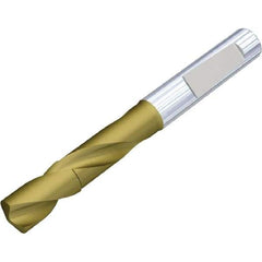 Kennametal - 5.4mm 140° Spiral Flute Solid Carbide Screw Machine Drill Bit - Multilayer TiAlN Finish, Right Hand Cut, 28mm Flute Length, 66mm OAL, Standard Point, Whistle Notch Shank - Americas Industrial Supply
