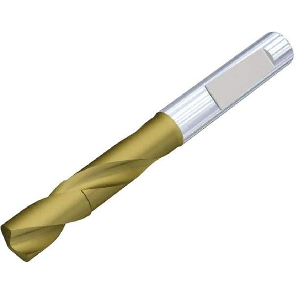 Kennametal - 3.6mm 140° Spiral Flute Solid Carbide Screw Machine Drill Bit - Multilayer TiAlN Finish, Right Hand Cut, 20mm Flute Length, 62mm OAL, Standard Point, Whistle Notch Shank - Americas Industrial Supply