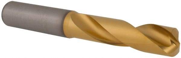 Kennametal - 15.1mm 140° Spiral Flute Solid Carbide Screw Machine Drill Bit - Multilayer TiAlN Finish, Right Hand Cut, 65mm Flute Length, 115mm OAL, Standard Point, Straight Shank - Americas Industrial Supply