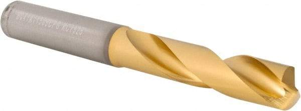 Kennametal - 29/64" 140° Spiral Flute Solid Carbide Screw Machine Drill Bit - Multilayer TiAlN Finish, Right Hand Cut, 55mm Flute Length, 102mm OAL, Standard Point, Straight Shank - Americas Industrial Supply