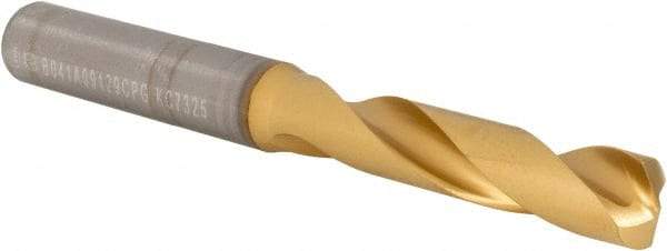 Kennametal - 23/64" 140° Spiral Flute Solid Carbide Screw Machine Drill Bit - Multilayer TiAlN Finish, Right Hand Cut, 47mm Flute Length, 89mm OAL, Standard Point, Straight Shank - Americas Industrial Supply