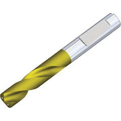 Kennametal - 13.3mm 140° Spiral Flute Solid Carbide Screw Machine Drill Bit - Multilayer TiAlN Finish, Right Hand Cut, 60mm Flute Length, 107mm OAL, Standard Point, Whistle Notch Shank, Through Coolant - Americas Industrial Supply
