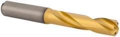 Kennametal - 1/2" 140° Spiral Flute Solid Carbide Screw Machine Drill Bit - Multilayer TiAlN Finish, Right Hand Cut, 60mm Flute Length, 107mm OAL, Standard Point, Straight Shank, Through Coolant - Americas Industrial Supply