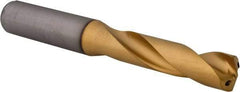 Kennametal - 31/64" 140° Spiral Flute Solid Carbide Screw Machine Drill Bit - Multilayer TiAlN Finish, Right Hand Cut, 60mm Flute Length, 107mm OAL, Standard Point, Straight Shank, Through Coolant - Americas Industrial Supply