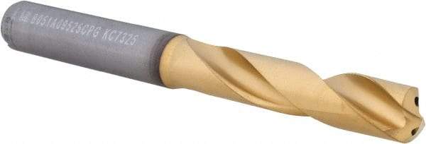 Kennametal - 3/8" 140° Spiral Flute Solid Carbide Screw Machine Drill Bit - Multilayer TiAlN Finish, Right Hand Cut, 47mm Flute Length, 89mm OAL, Standard Point, Straight Shank, Through Coolant - Americas Industrial Supply