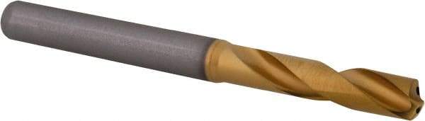 Kennametal - 7/32" 140° Spiral Flute Solid Carbide Screw Machine Drill Bit - Multilayer TiAlN Finish, Right Hand Cut, 28mm Flute Length, 66mm OAL, Standard Point, Straight Shank, Through Coolant - Americas Industrial Supply