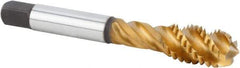 Kennametal - M16x2.00 Metric 5 Flute 6HX Modified Bottoming Spiral Flute Tap - Powdered Metal, TiCN/TiN Finish, 96.77mm OAL, Right Hand Flute, Right Hand Thread, Series T630 - Americas Industrial Supply