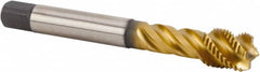 Kennametal - M14x1.50 Metric Fine 4 Flute 6HX Bottoming Spiral Flute Tap - Powdered Metal, TiN Finish, 100mm OAL, Right Hand Flute, Right Hand Thread, Series T632 - Americas Industrial Supply