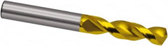 Guhring - 5/64" 130° Parabolic Flute Powdered Metal Screw Machine Drill Bit - TiN Finish, Right Hand Cut, 11mm Flute Length, 36mm OAL, Cone Relief Point, Straight Shank - Americas Industrial Supply